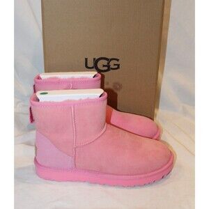 UGG Women's Classic Mini II Suede Shearling Lined Boots STPN PINK EU 38 US 7